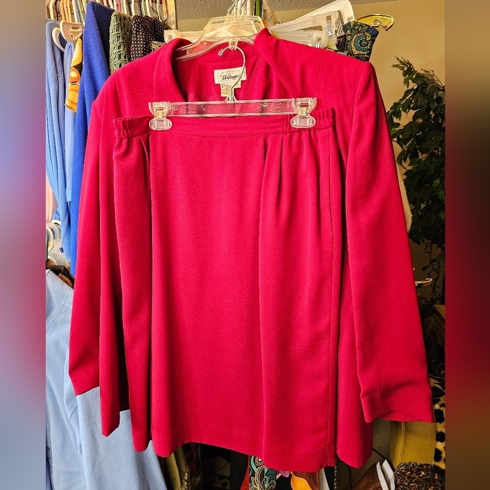 SET!! ELEGANT WORTHINGTON RED 2 PIECE TAILORED SUIT~ SKIRT & BLAZER SET SIZE 16 - Picture 7 of 7